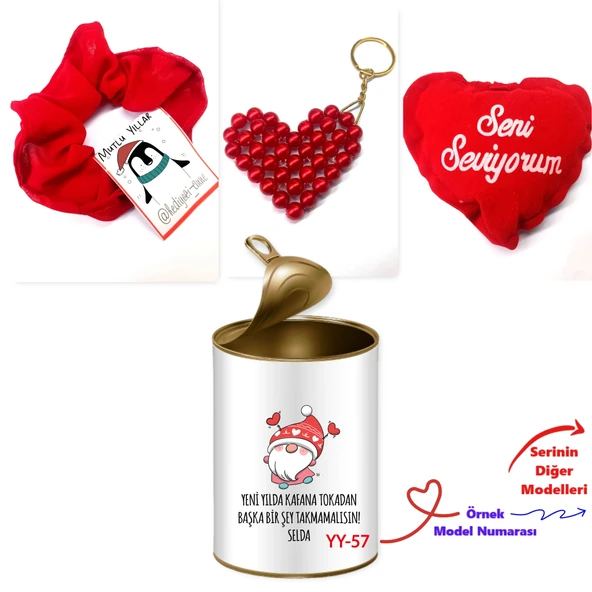 Kişiye Özel Romantik Kırmızı Sürpriz Aşk Temalı Yılbaşı Kutusu  Sevgiliye Kırmızı Yılbaşı Sürpriz Konsept Hediye Seti - (100 Yeni Yıl Model) - Resim 2