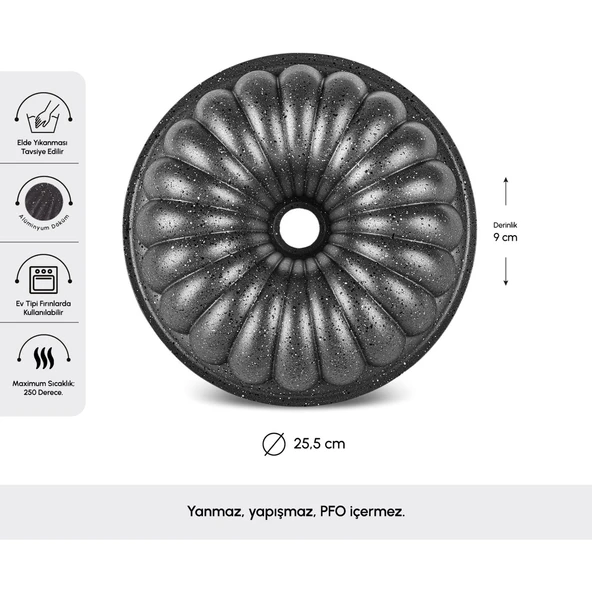 Karaca Cake Pro Lina Antrasit Döküm Dilimli Kek Kalıbı 25,5 cm - Resim 2
