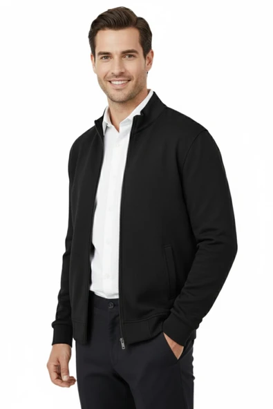 Erkek Spor Hakim Yaka Fermuarlı Hırka Regular Fit BGL-ST04947 - Resim 4