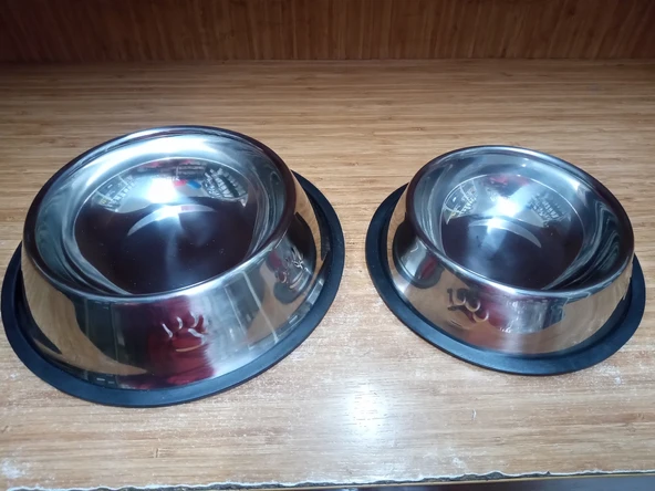 Çetinkaya Pet Market 2 Adet Paslanmaz Çelik Mama ve Su Kabı (Kaydırmaz Alt Taban) ürün görseli 1