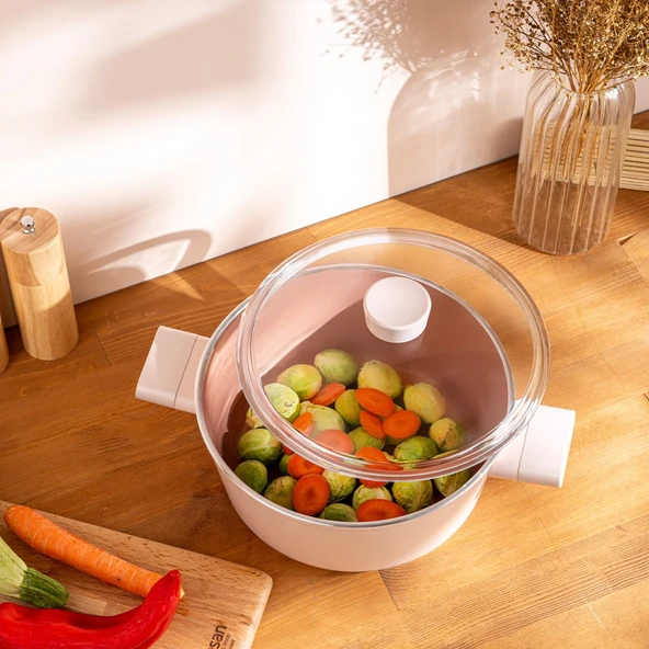 Emsan Swiss Crystal Derin Tencere Pembe 24 cm - Resim 4