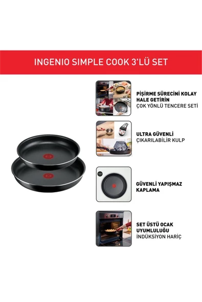 TEFAL Titanyum Ingenio Simple Cook 1x Küçük Set - 3 Parça - Resim 8
