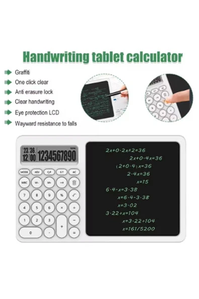 Çok Amaçlı Digital Hesap Makinesi Lcd Ekran Yazma Tableti Ofis Okul İçin Silinebilir El Yazısı Not Defteri - Resim 2