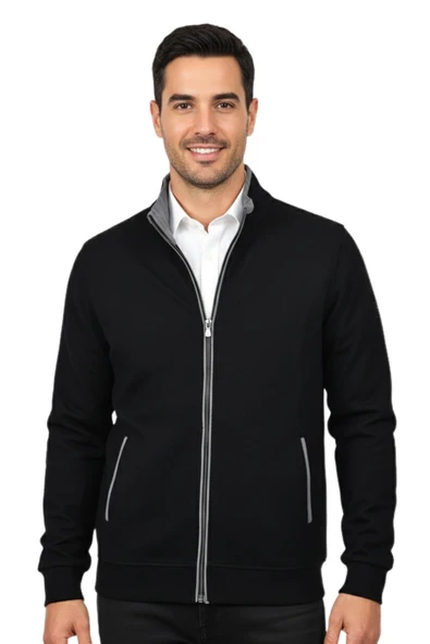 Erkek Spor Hakim Yaka Fermuarlı Hırka Regular Fit BGL-ST04948 ürün görseli