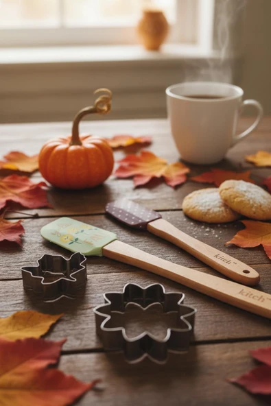 4’lü Silikon Kurabiye Kalıplı Spatula Seti - Resim 2