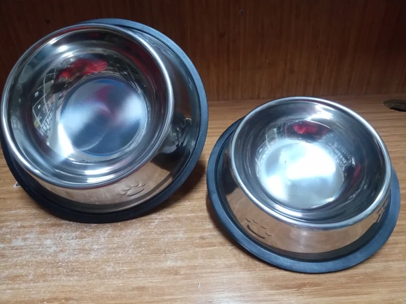 Çetinkaya Pet Market 2 Adet Paslanmaz Çelik Mama ve Su Kabı (Kaydırmaz Alt Taban) - Resim 2
