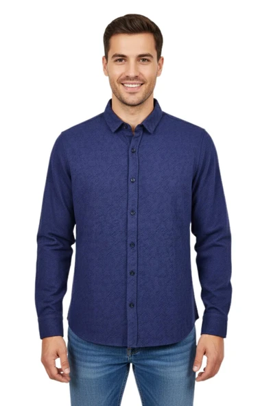 Erkek Spor Silim Fit Dokuma Gömlek BGL-ST04946 - Resim 4