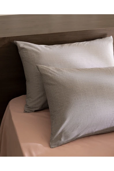 Odette 2'li %100 Pamuk Ranforce Yastık Kılıfı - Gri - Resim 2