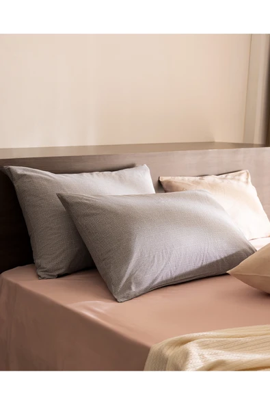 Odette 2'li %100 Pamuk Ranforce Yastık Kılıfı - Gri ürün görseli 1
