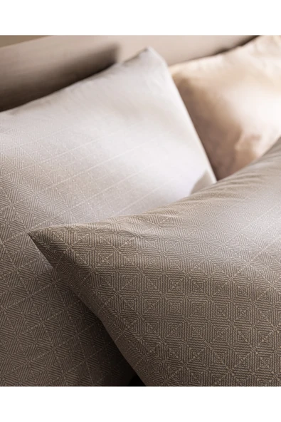 Odette 2'li %100 Pamuk Ranforce Yastık Kılıfı - Gri - Resim 3