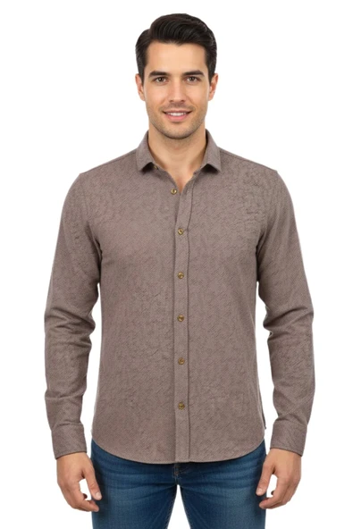 Erkek Spor Silim Fit Dokuma Gömlek BGL-ST04946 - Resim 5