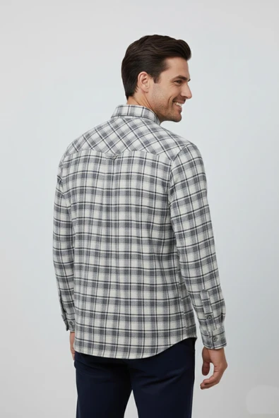 Erkek Kışlık Tek Cep Klasik Gömlek BGL-ST04990 - Resim 10