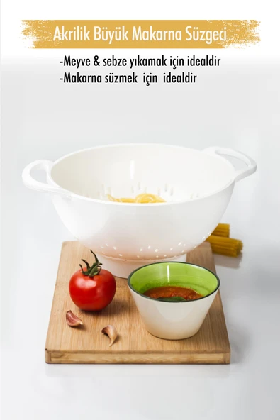 Akrilik Beyaz Makarna Süzgeçi & Sebze Meyve Süzgeçi ürün görseli