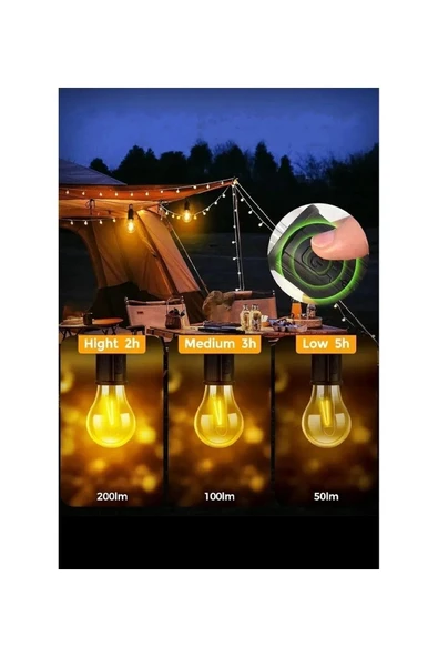 Taşınabilir Şarjlı Led Ampül Outdoor Kamp Bahçe Lambası 10w Askılı Kırılmaz Led Işık - Resim 5