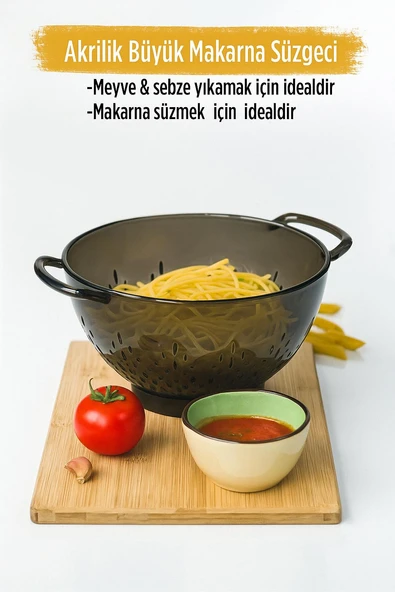 Akrilik Füme Makarna Süzgeçi & Sebze Meyve Süzgeçi ürün görseli