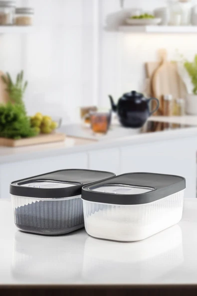 2'Li 5 LT Multibox Kayar Kapaklı Saklama Kabı & Erzak Kabı & Toz Ve Tablet Deterjan Kutusu - Resim 2