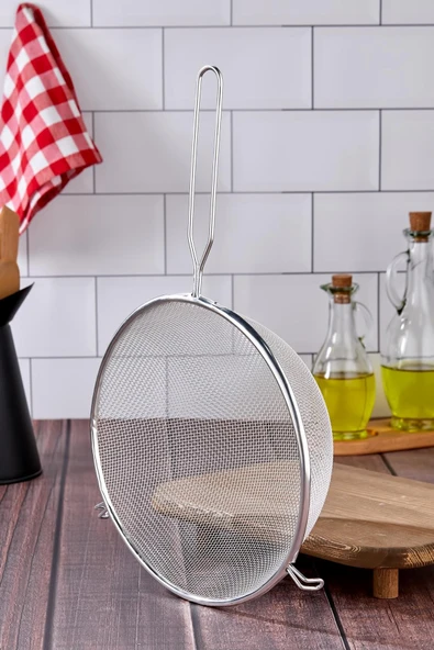 Tencereye Takılan 22 Cm Lüks Orta Boy Çelik Tel Süzgeç & Kevgir - Resim 3