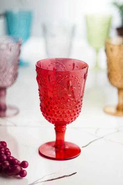 Akrilik Renkli 6'lı Kadeh & Su Meşrubat Kahve Yanı Bardağı 450 ml ( Cam Değildir ) - Resim 4