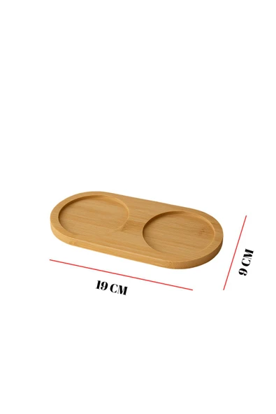 Bambu Yağdanlık Altlığı Çift Yuvalı 9x19 Cm - Resim 2