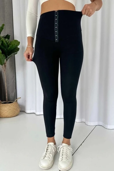 MDB Kadın Yüksek Bel Korse Ve Kopça Detay çelik Toparlayıcı Tayt - Resim 6