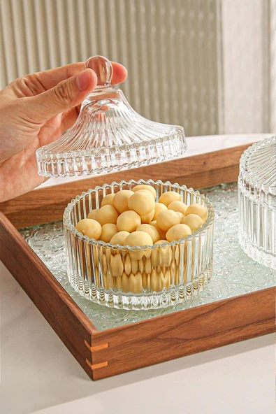 Çizgili Cam Şekerlik - Resim 2