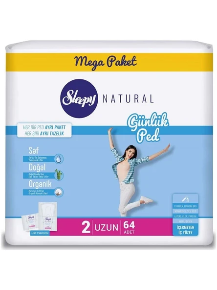 Sleepy Natural Mega Ekonomik Günlük Ped Uzun 64 Adet ürün görseli