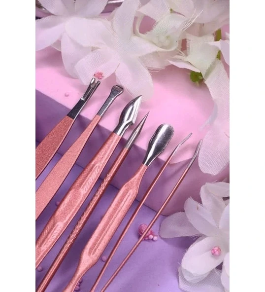 Profesyonel Çantalı Tırnak Bakım Manikür Seti Pembe Renk 12 Parça - Resim 5