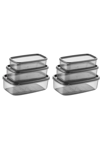 Oval 6 Parça Hava Almaz Sızdırmaz Saklama Kabı Seti Füme 2x(300/500/800 ml) - Resim 2