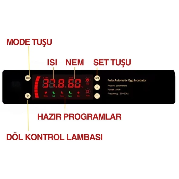 Epo-w64 Tam Otomatik Kuluçka Makinesi 64 Yumurta Kapasiteli Civciv Kaz Ördek Uyumlu + Yedek Motor - Resim 4