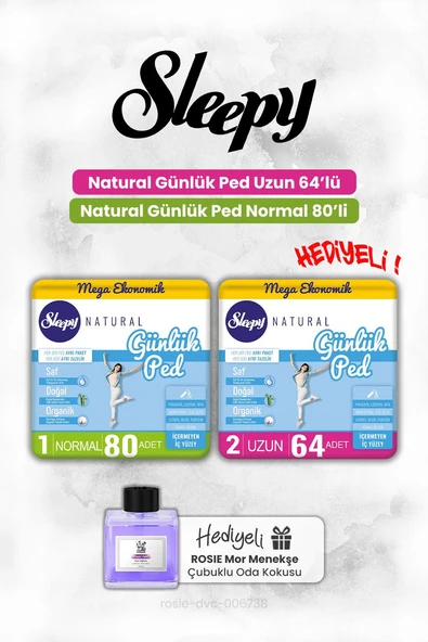 Sleepy Natural Normal 80 ve Uzun 64 Adet Günlük Ped, ROSIE oda kokusu ürün görseli 1