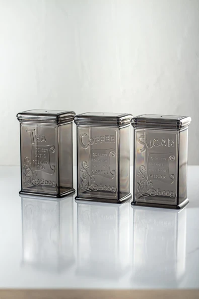 Akrilik Füme Şeker Kahve Çay Kavanozu 500 Ml (Vakum Kapak ) - Resim 3