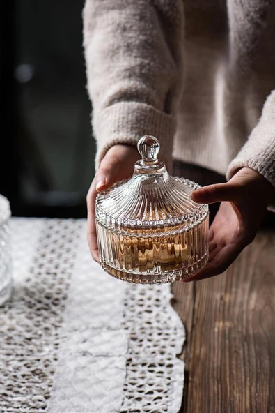 Çizgili Cam Şekerlik - Resim 3