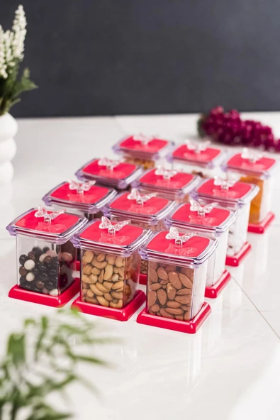 Akrilik Fuşya 12 Li Baharat Kavanozu & Baharatlık & Baharatlık Seti 200 ML ( CAM DEĞİLDİR ) ürün görseli