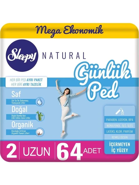 9 AL 8 ÖDE Sleepy Natural Günlük Ped Uzun 64'lü ve ROSIE oda kokusu - Resim 2