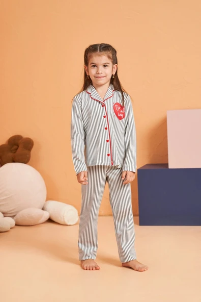 MDB Pjs 28065 Çocuk Düğmeli Pijama Takım - Resim 2