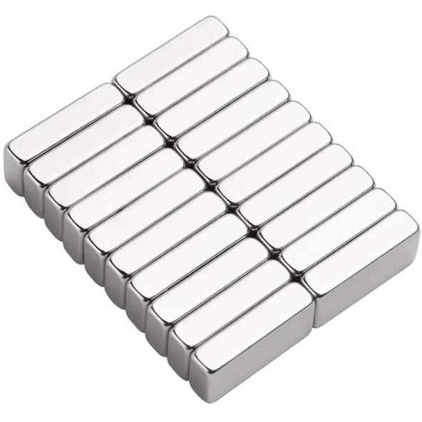 10 Adet 20x10x5 Mm Neodyum Magnet N35 Güçlü Mıknatıs Köşeli Ve Dayanıklı Nikel Kaplama - Resim 2