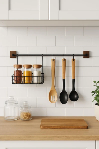 2 Parça Metal Askılı Mutfak Organizeri & Mutfak Rafı & Sepet - Resim 3