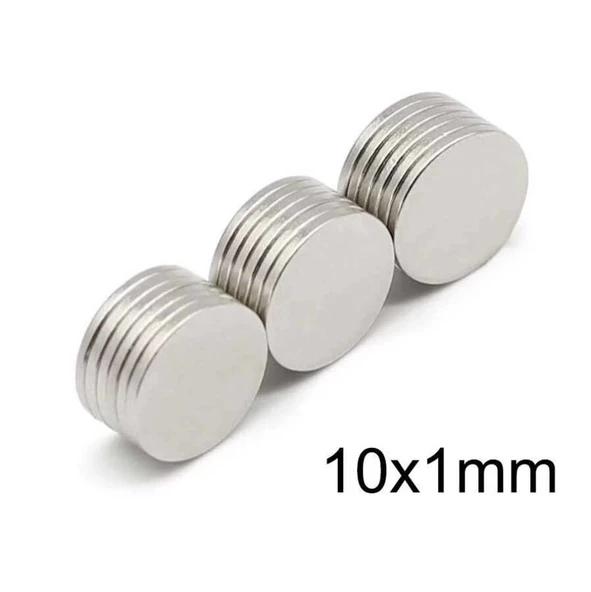 50 Adet 10x1mm Yuvarlak Neodyum Mıknatıs Güçlü Dayanıklı Magnet Nikel Kaplama ürün görseli