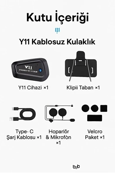 Y11 Bluetooth Kulaklık Mikrofonlu Motosiklet Kulaklığı İntercom Bt 5.3 - Resim 5