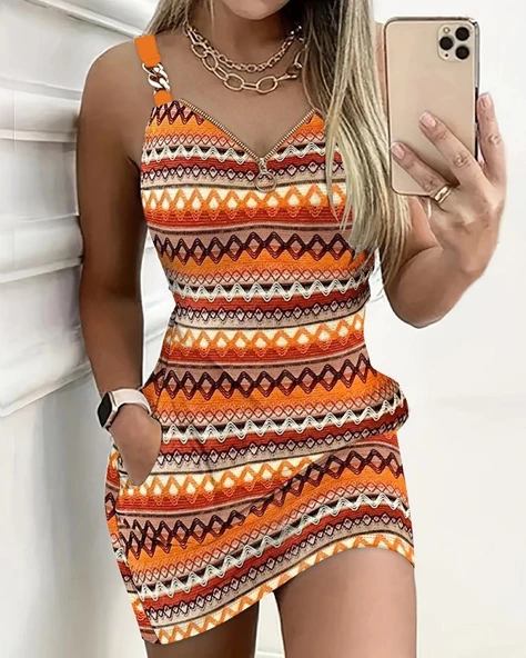 MDB Kadın Askılı Fermuarlı Cepli Süprem Mini Elbise ürün görseli 1