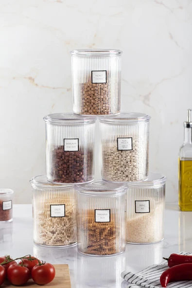 6'lı Barok Yuvarlak Büyük Kavanoz Seti & Saklama Kabı & Erzak Kabı (6*2000 ML) - Resim 2