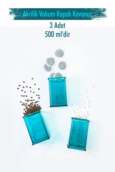 Akrilik Aquamarin Şeker Kahve Çay Kavanozu 500 Ml (Vakum Kapak ) ürün görseli
