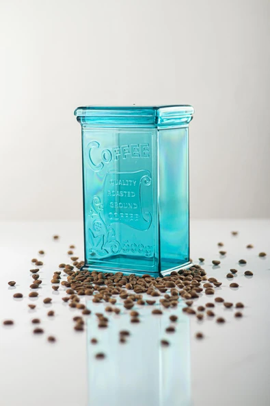 Akrilik Aquamarin Şeker Kahve Çay Kavanozu 500 Ml (Vakum Kapak ) - Resim 5