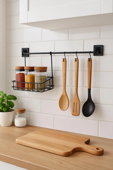 2 Parça Metal Askılı Mutfak Organizeri & Mutfak Rafı & Sepet - Resim 2