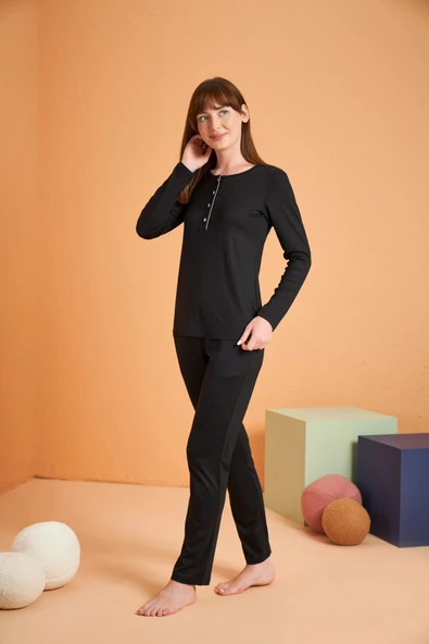 MDB PJS 28048 Kadın Patlı Pijama Takım - Resim 2