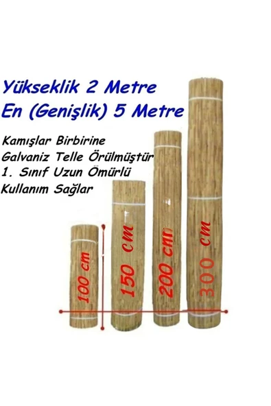 BİŞKİN 2x5 Metre Galvaniz Bakır Telli Hasır Kamış Bahçe Çiti Yükseklik 2 En 5 Metre ürün görseli 1