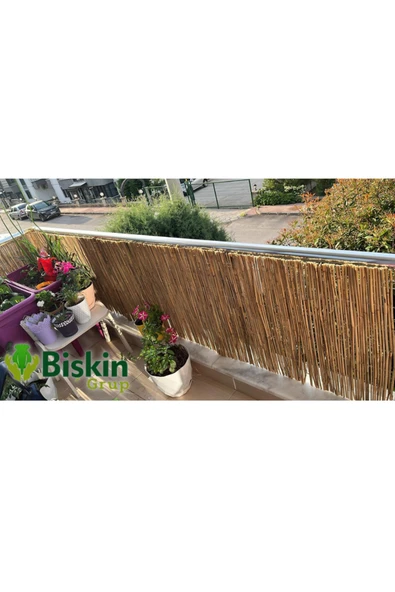 BİŞKİN 1 Metre X 5 Metre Doğal Bambu Kamış Çit , Bahçe & Balkon Çiti , Gölgelik Panel , Reed Fence - Resim 3