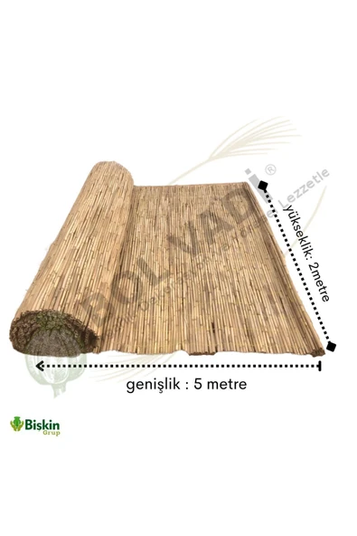 BİŞKİN 2x5 Telli Kamış Bambu Çit , Hasır Gölgelik,Balkon ve Bahçe Çiti - Resim 2