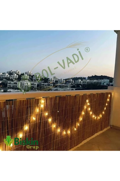 BİŞKİN 70 CM X 6 Metre Bamvu Kamış Hasır Çit, Misina İpli Bahçe Ve Balkon Dekorasyonu, Gölgelik Reedfence - Resim 5