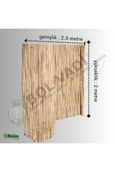 BİŞKİN BOL VADİ 2X2.5 DOĞAL HASIR KAMIŞ BAMBU yükseklik iki genişlik iki buçuk ürün görseli 1